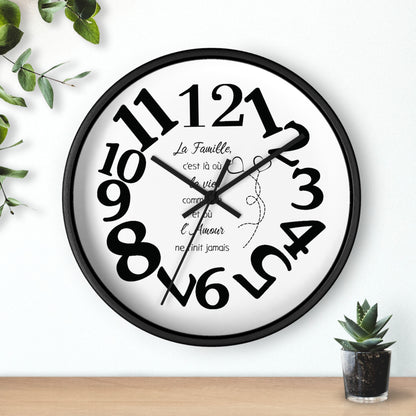 Family-Centric Wall Clock - Timeless Home Decor with French Quote