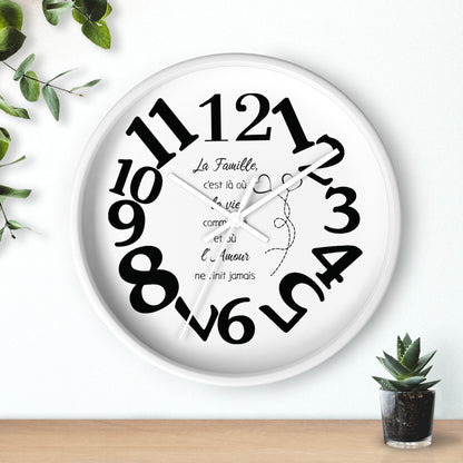 Family-Centric Wall Clock - Timeless Home Decor with French Quote