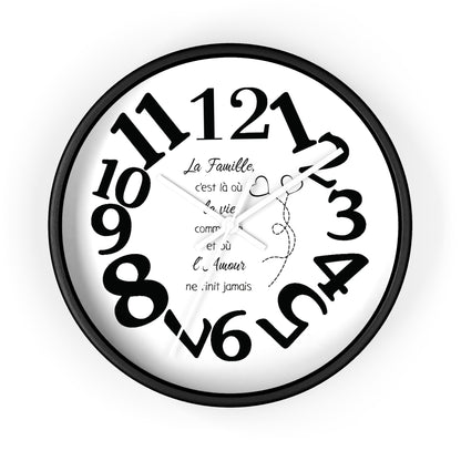 Family-Centric Wall Clock - Timeless Home Decor with French Quote