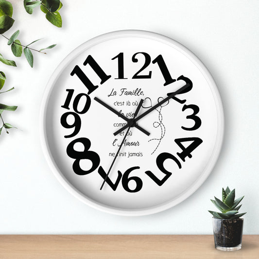 Family-Centric Wall Clock - Timeless Home Decor with French Quote